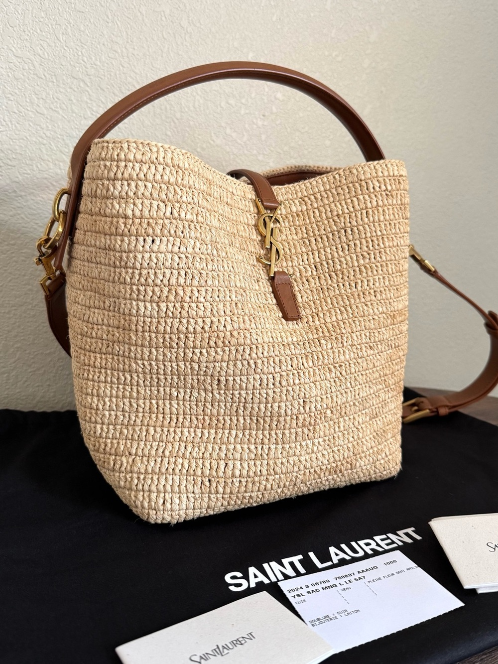 SAINT LAURENT Raffia Le 37 Two Way Bag - Picture 2 of 11